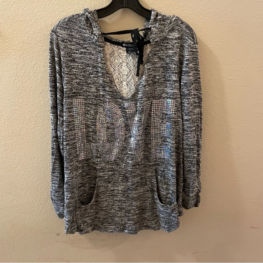 Miss Chievous Gray Love Graphic Hoodie